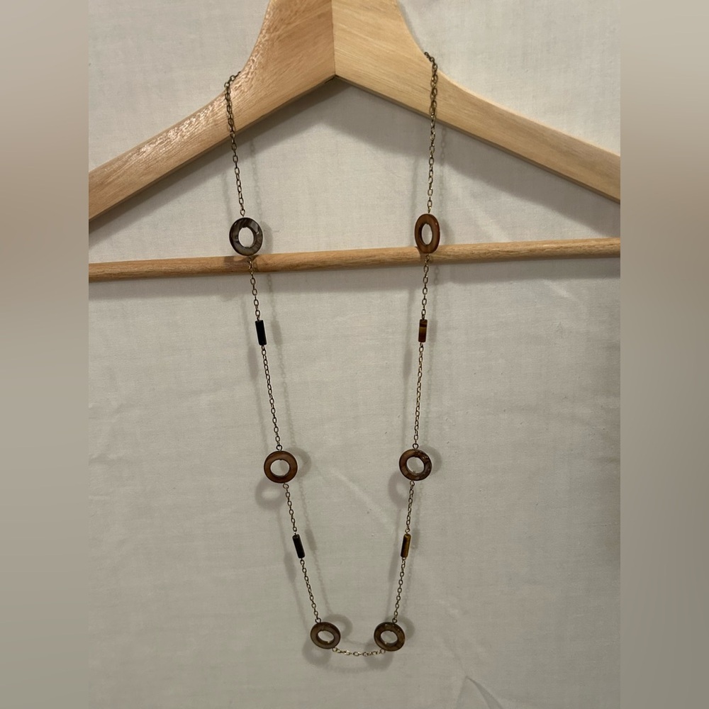 Vintage Shell Ring and Bead chain Long Necklace - Picture 1 of 10